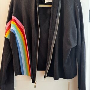 Lauren Moshi Black Jacket with rainbow Stripe